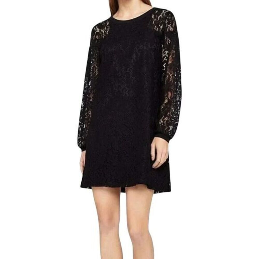 BCBGeneration Lace Dress Long‎ Sleeve Black Party Cocktail Mini Size XS